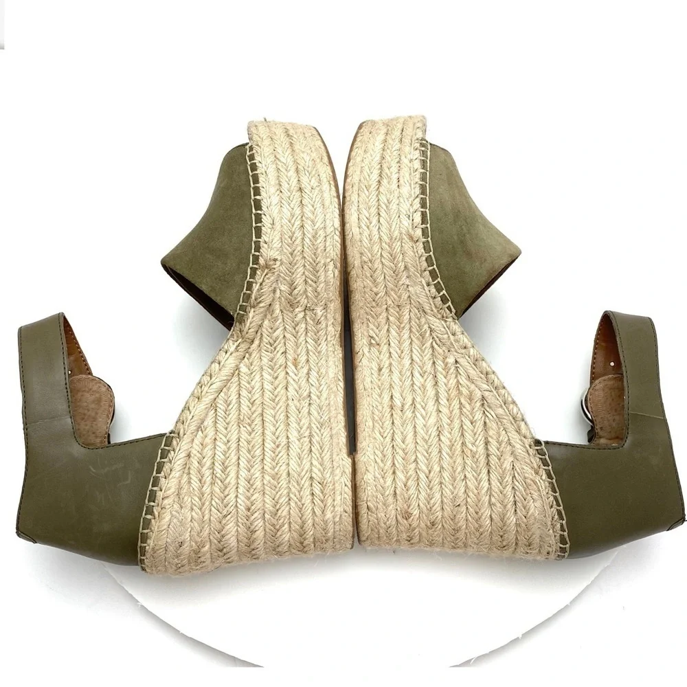 MARC Fisher Mlalida Suede Espadrilles Wedge Sandal in Olive Green Size 11 NWOT